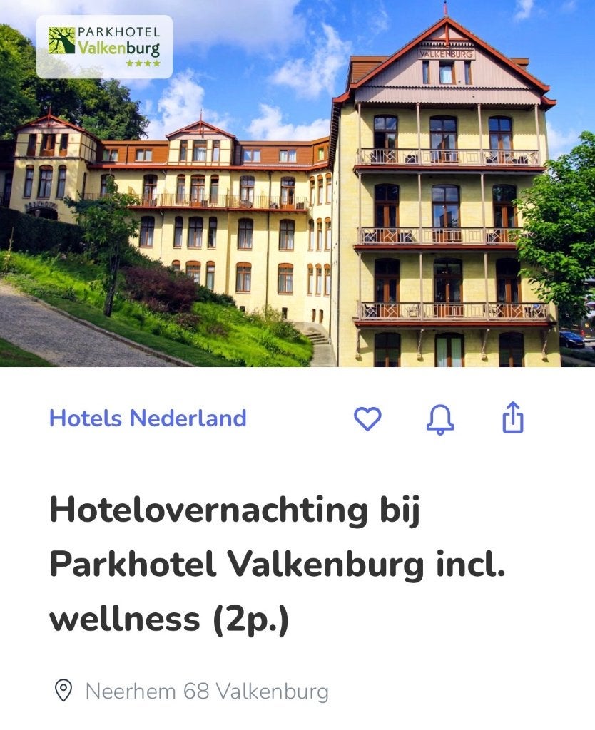 Hotel overnachting Valkenburg, Twee personen, 1 overnachting