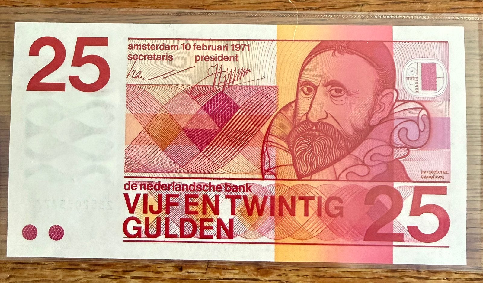 25 g Sweelinck 1971, UNC, PL70.b1 2552055777, Postzegels en Munten, Bankbiljetten | Nederland, Ophalen of Verzenden, 25 gulden