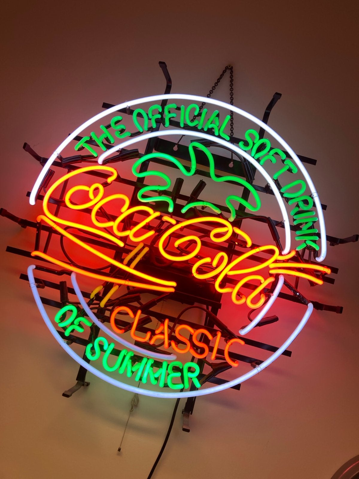 Grote Coca-Cola Neon - The Official Soft Drink, Ophalen, Zo goed als nieuw, Lichtbak of (neon) lamp