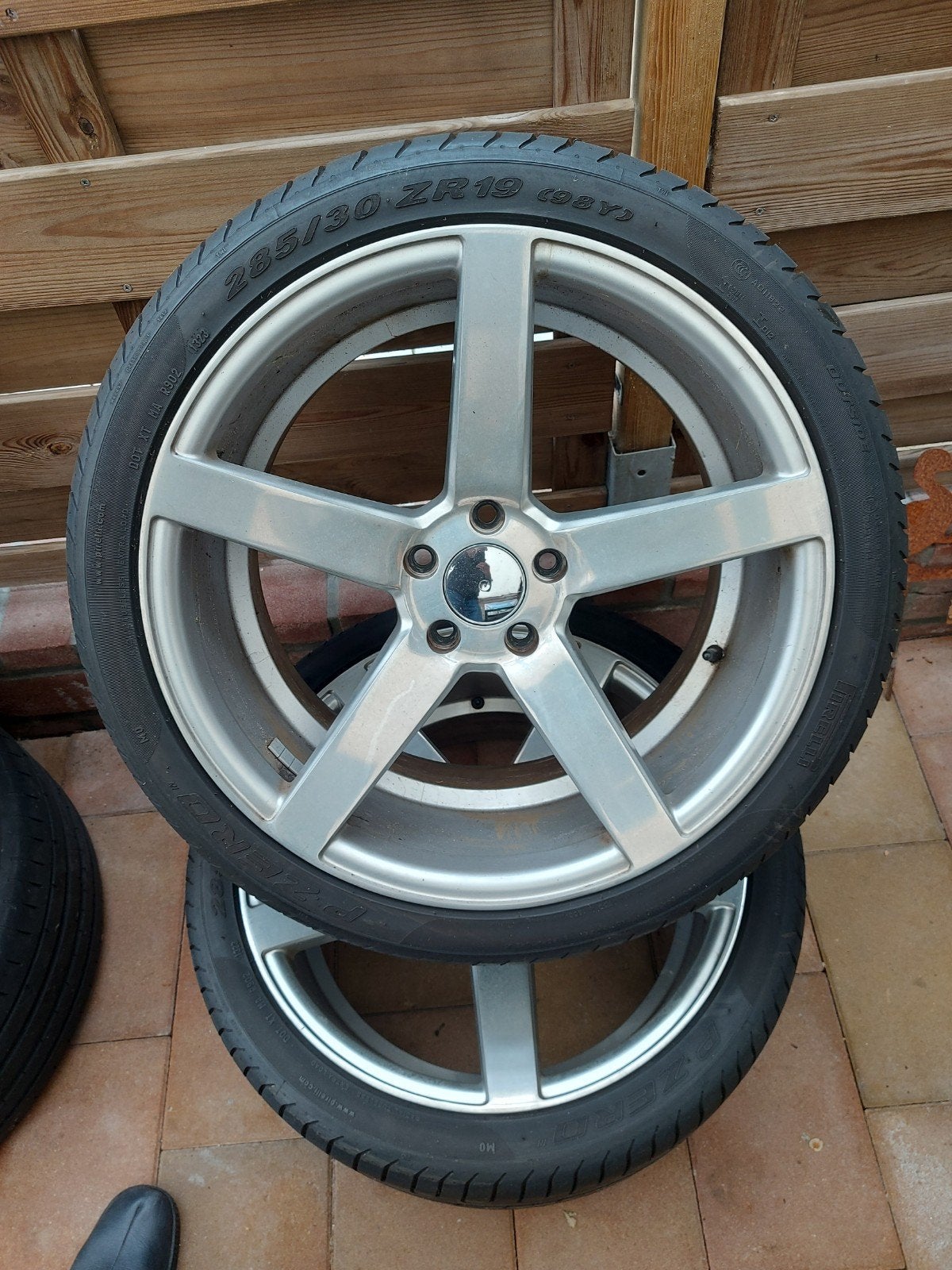 Breedset 19 inch velgen met zomerbanden, Gebruikt, 255 mm, Banden en Velgen, Personenwagen