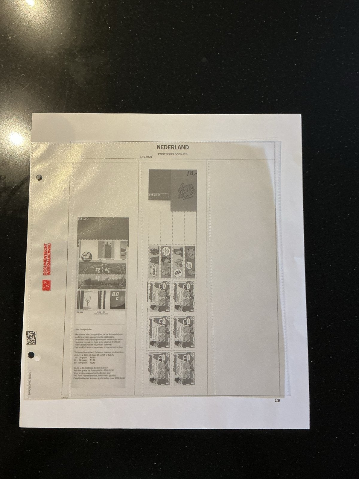 Nieuw Davo Luxe Pagina voor Postzegelboekjes 1996, Ophalen of Verzenden, Na 1940