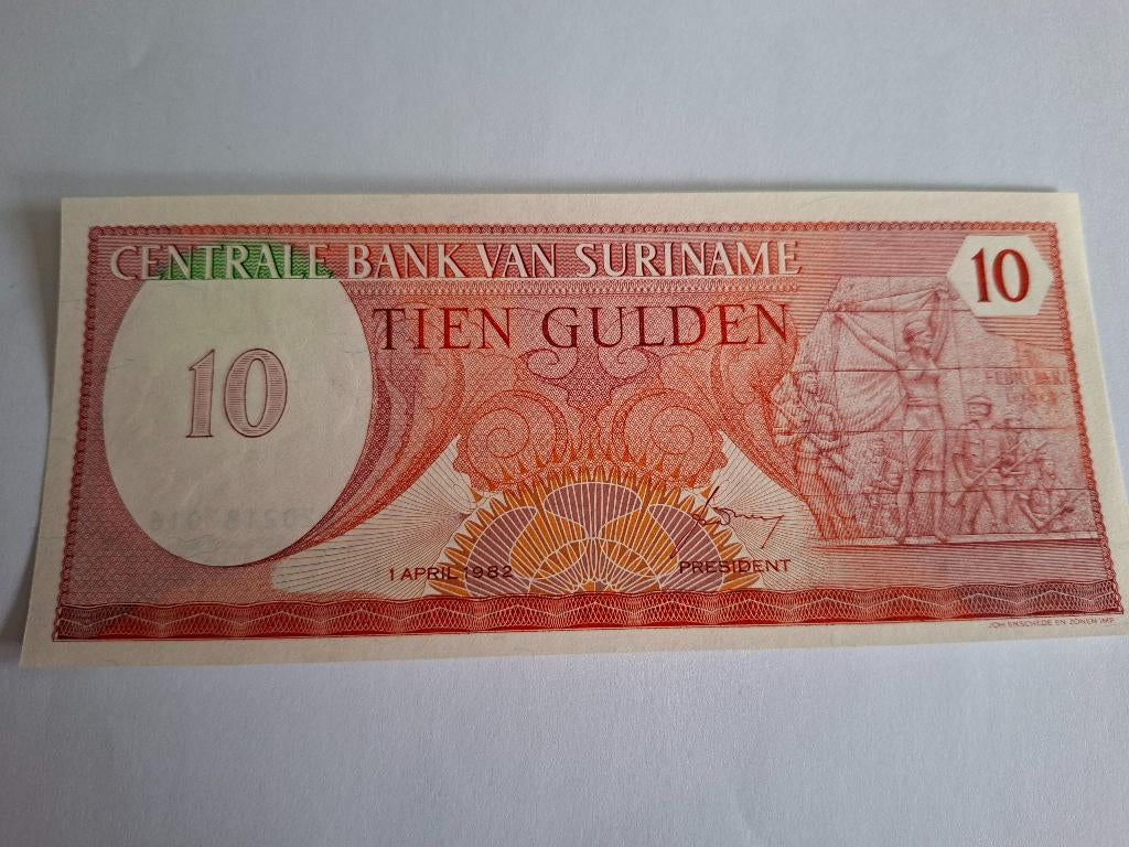 Suriname 10 gulden 1982, Ophalen of Verzenden, Zuid-Amerika, Los biljet