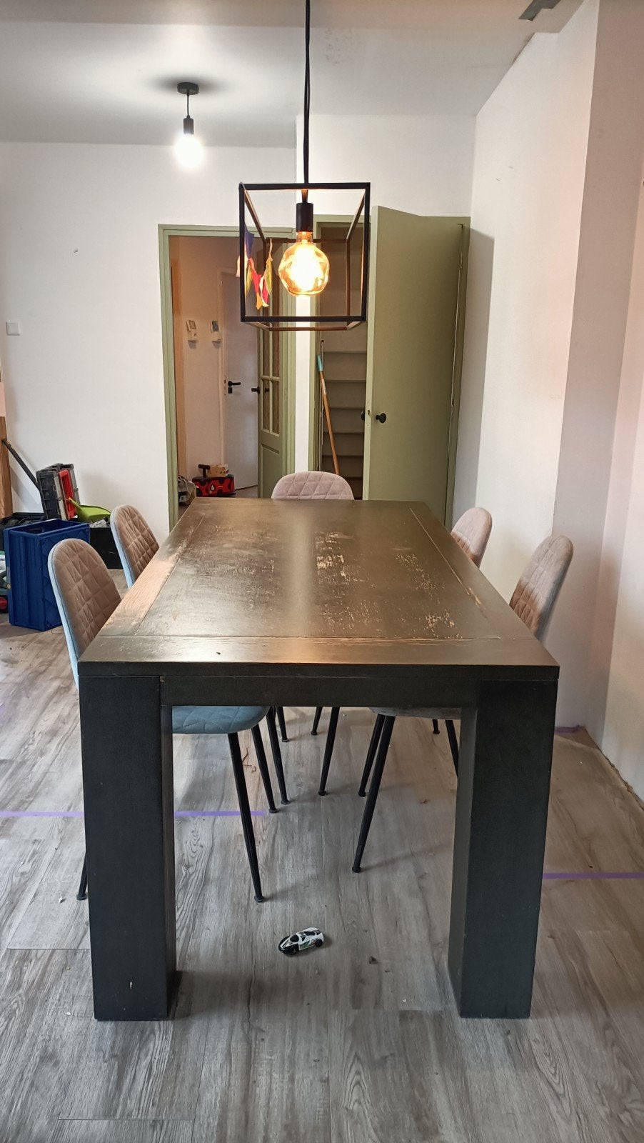 Robuuste eettafel, donkerbruin, 180x90 cm, Huis en Inrichting, Tafels | Eettafels, Ophalen, Robuust, industrieel, Gebruikt, 50 tot 100 cm