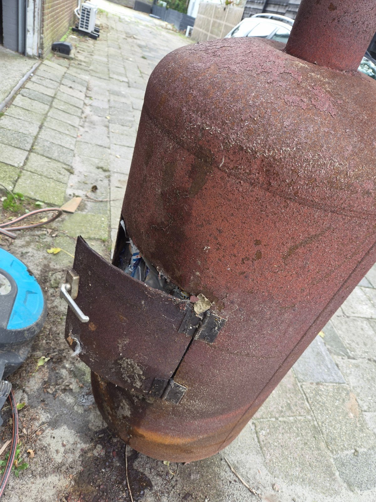 kachel met pijp, Gebruikt, Houtkachel, Ophalen of Verzenden, Vrijstaand
