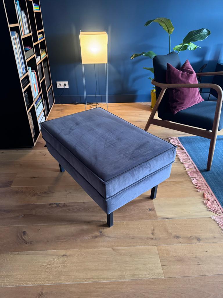 Be Pure Home/Woood Rodeo Sofa Hocker - Velvet Antraciet, Ophalen, 75 tot 100 cm, Zo goed als nieuw, Stof