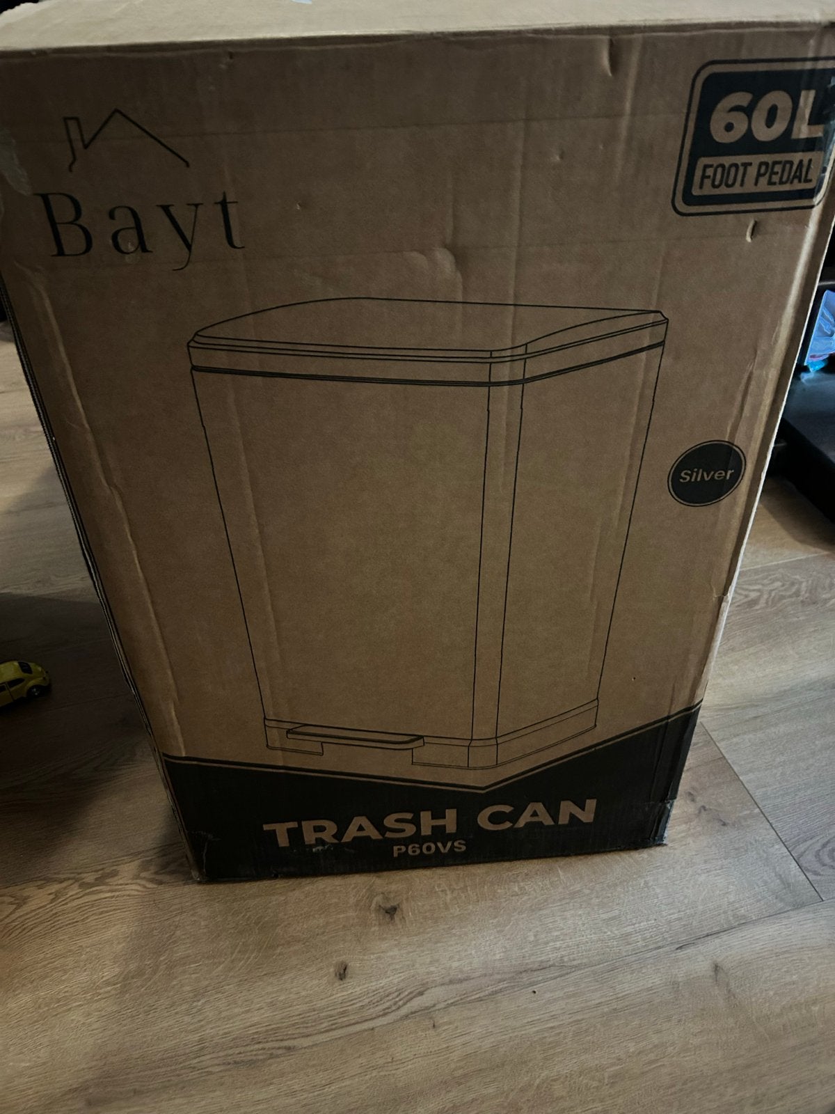Bayt Prullenbak met pendaalbediening 60L - Zilver, Ophalen, 50 – 75, Met pedaal, Nieuw