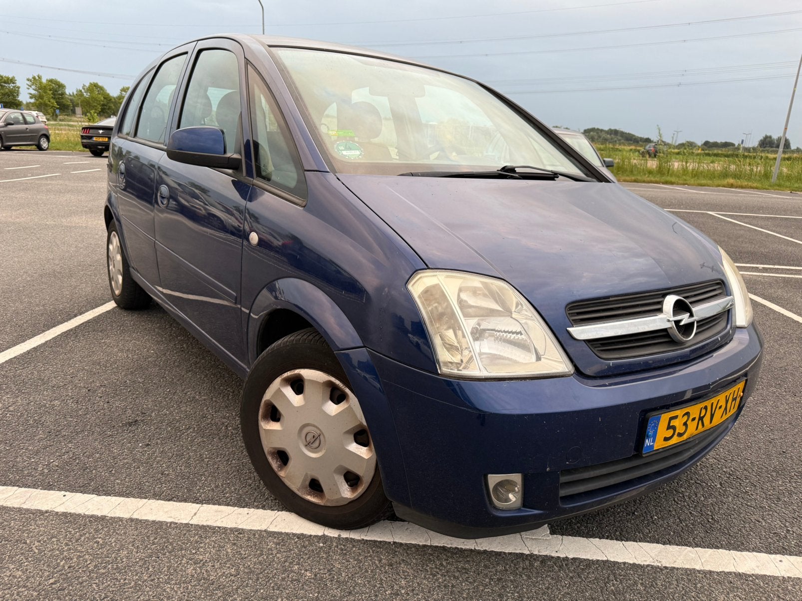 Opel Meriva 1.6 16V AUTOMAAT/APK JAN 2027/AIRCO/SCHERM/NAP, Auto's, 4 cilinders, Blauw, 100 pk, Grijs