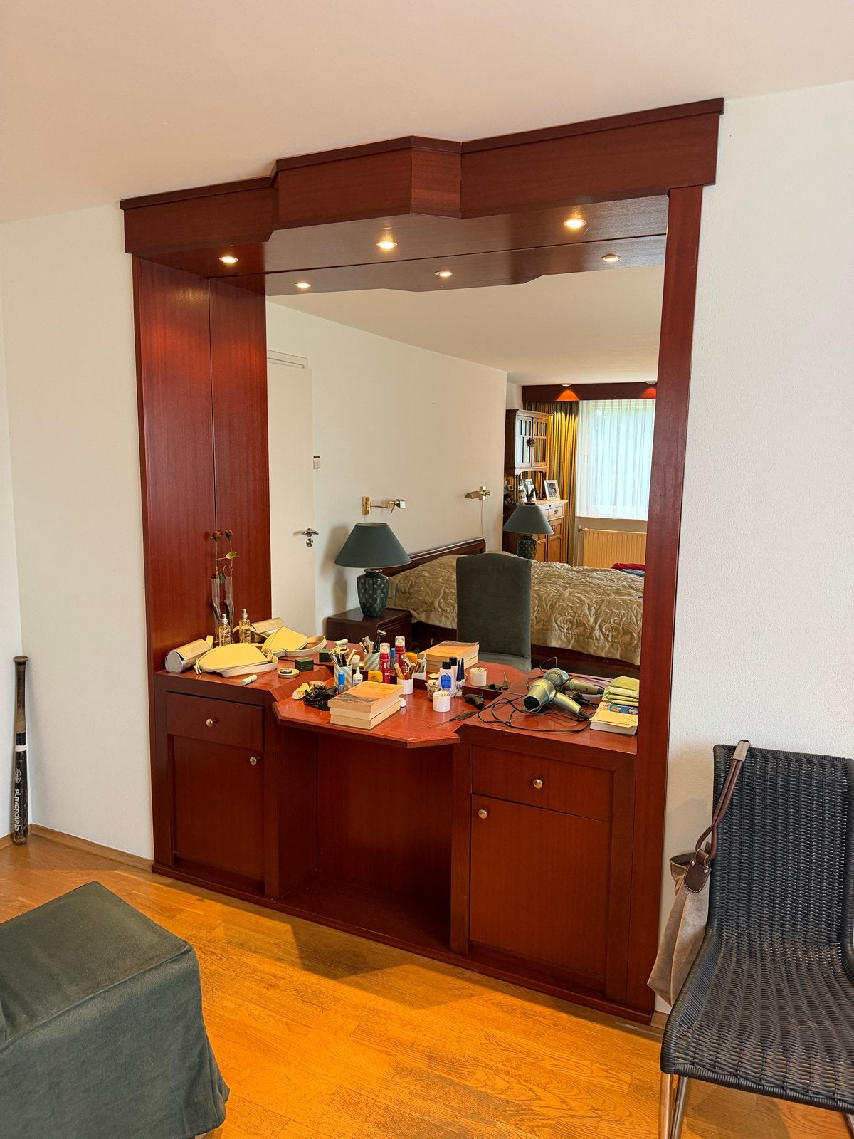 Make-up tafel met spiegel en opbergruimte, Ophalen, Gebruikt, 200 cm of meer, Klassiek