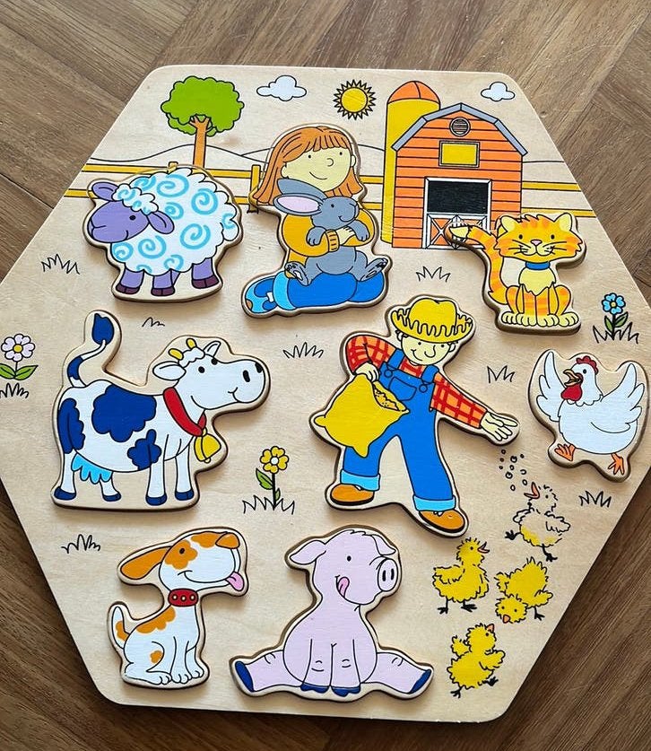 Houten boerderij puzzel, Ophalen, Minder dan 10 stukjes, Zo goed als nieuw, 6 maanden tot 2 jaar