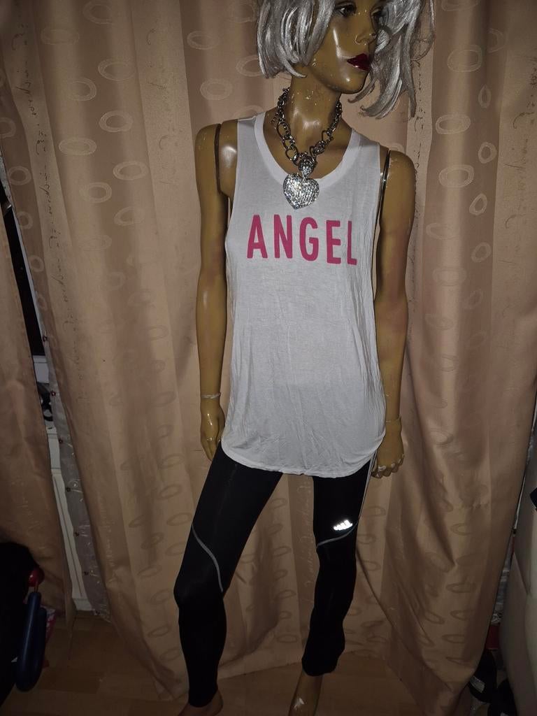 Witte mouwloze top met 'ANGEL' opdruk Victoria's secret S, Victoria's secret, Wit, Ophalen of Verzenden, Zo goed als nieuw