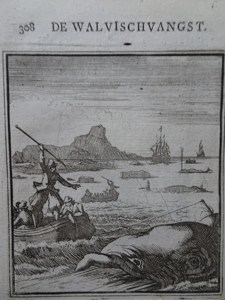 gravure De walvisvangst Jan en Casper Luyken, ca 1700, Dagelijks leven, Verzenden, Gravure, Origineel