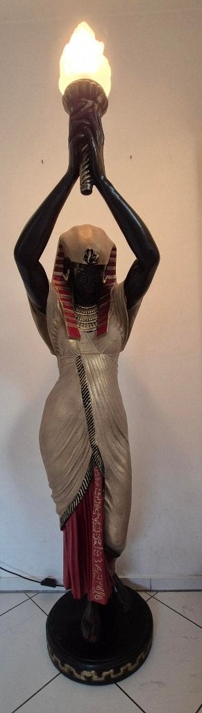 Egypte vrouw - staande lamp, Ophalen, Kunststof, E27 (groot), Zo goed als nieuw