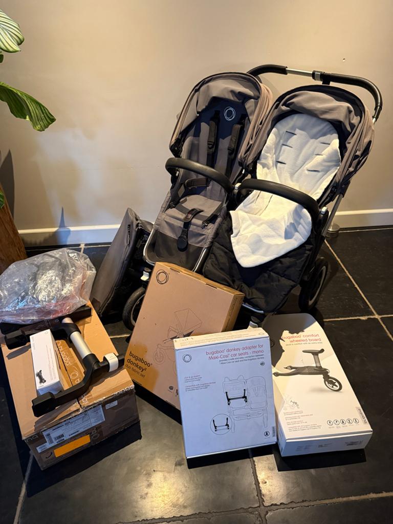 Complete Bugaboo Donkey Duo/Twin kinderwagen steel blue, Ophalen, Zo goed als nieuw, Combiwagen, Duowagen