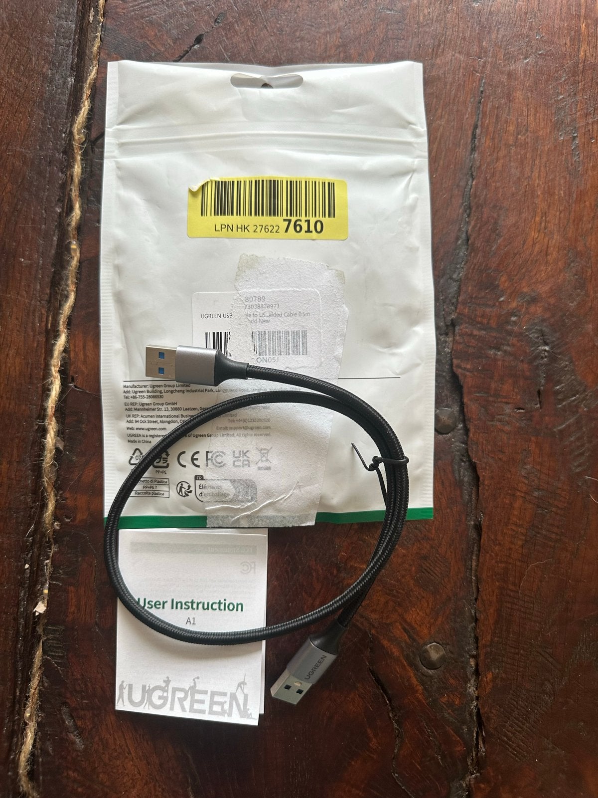 UGREEN USB-kabel 53 cm - Nieuw, Ophalen of Verzenden, Nieuw