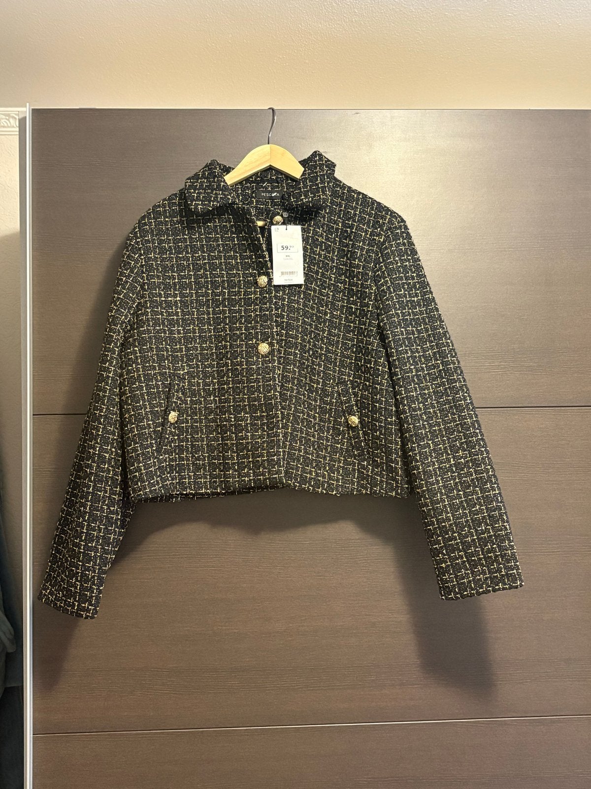 Pescara Tweed Jasje Zwart/Goud - Maat XXL, Kleding | Dames, Ophalen of Verzenden, Nieuw, Maat 46/48 (XL) of groter, Zwart
