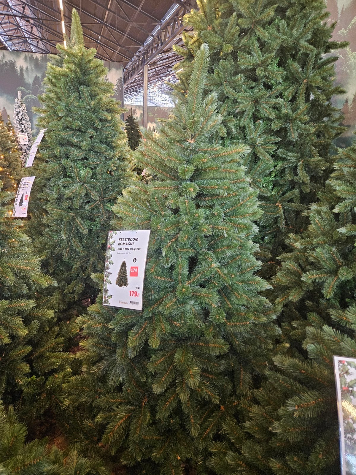 Kunstkerstboom 185 cm met kerstballen en verlichting, Ophalen, Zo goed als nieuw