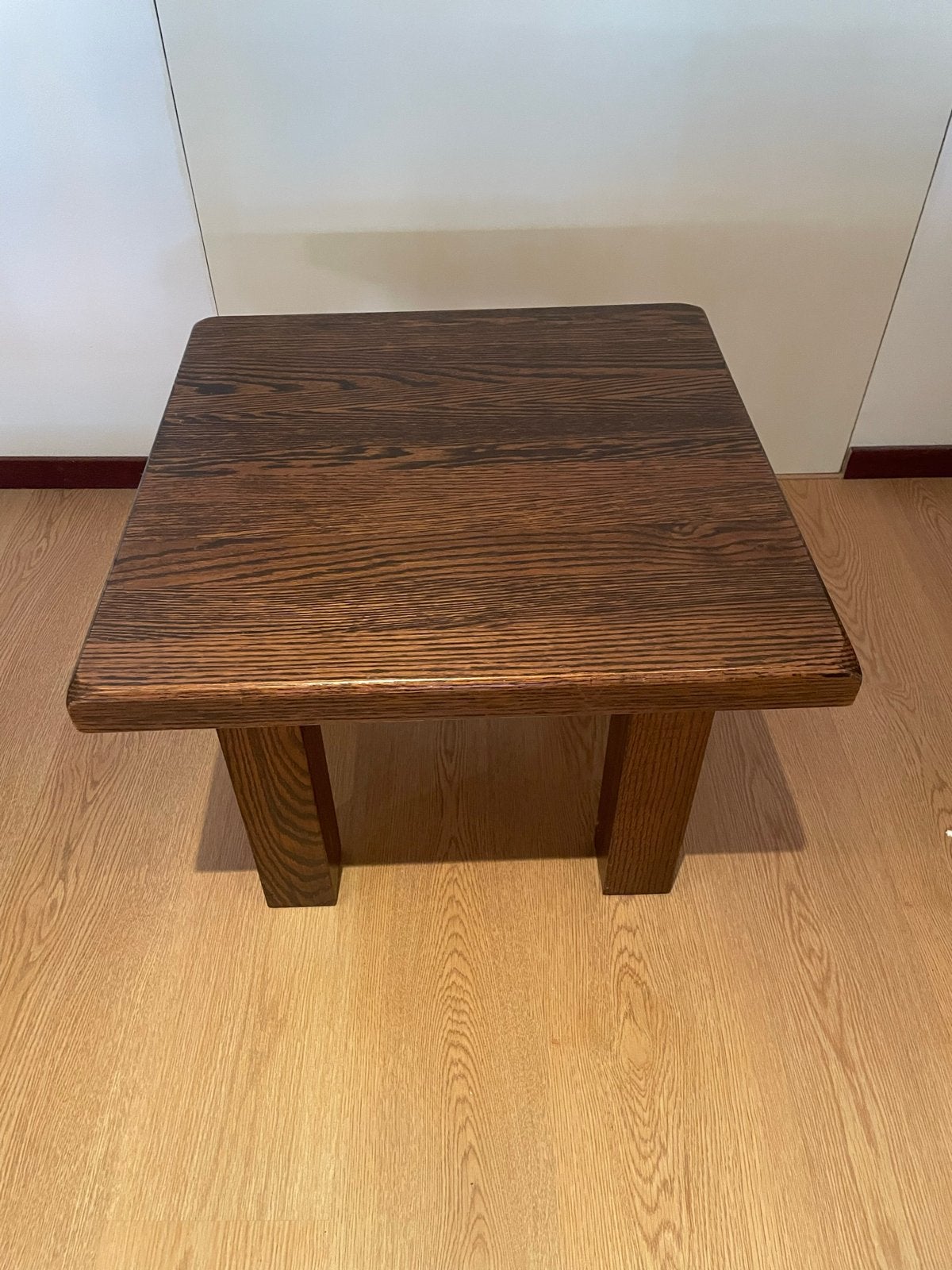 Massief donker eiken salontafel van Eltink Wijchen, Ophalen, Gebruikt, Vierkant, 55 tot 75 cm