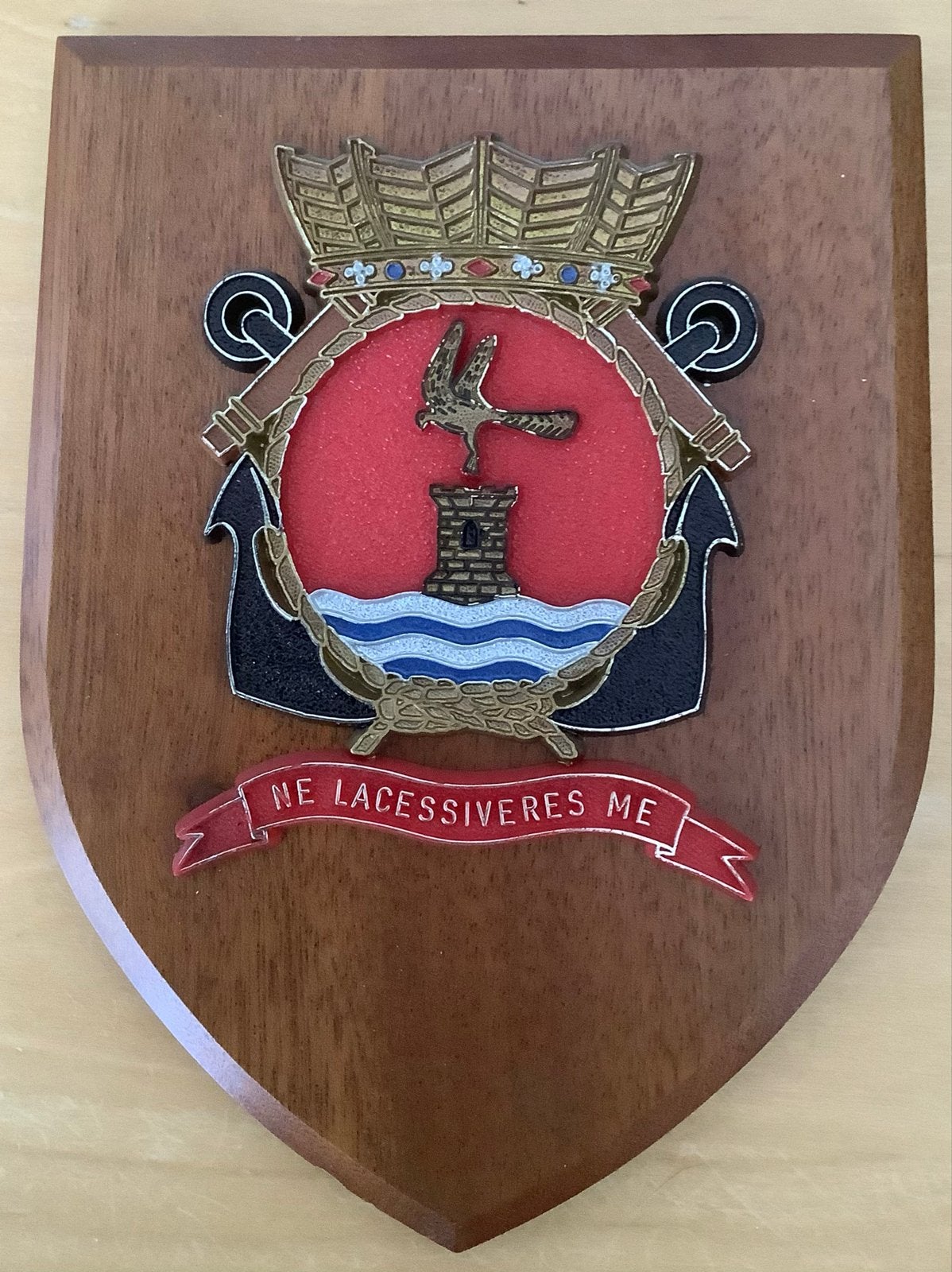 Uniek Wapenschild met Latijnse Inscriptie, Ophalen of Verzenden, Gebruikt