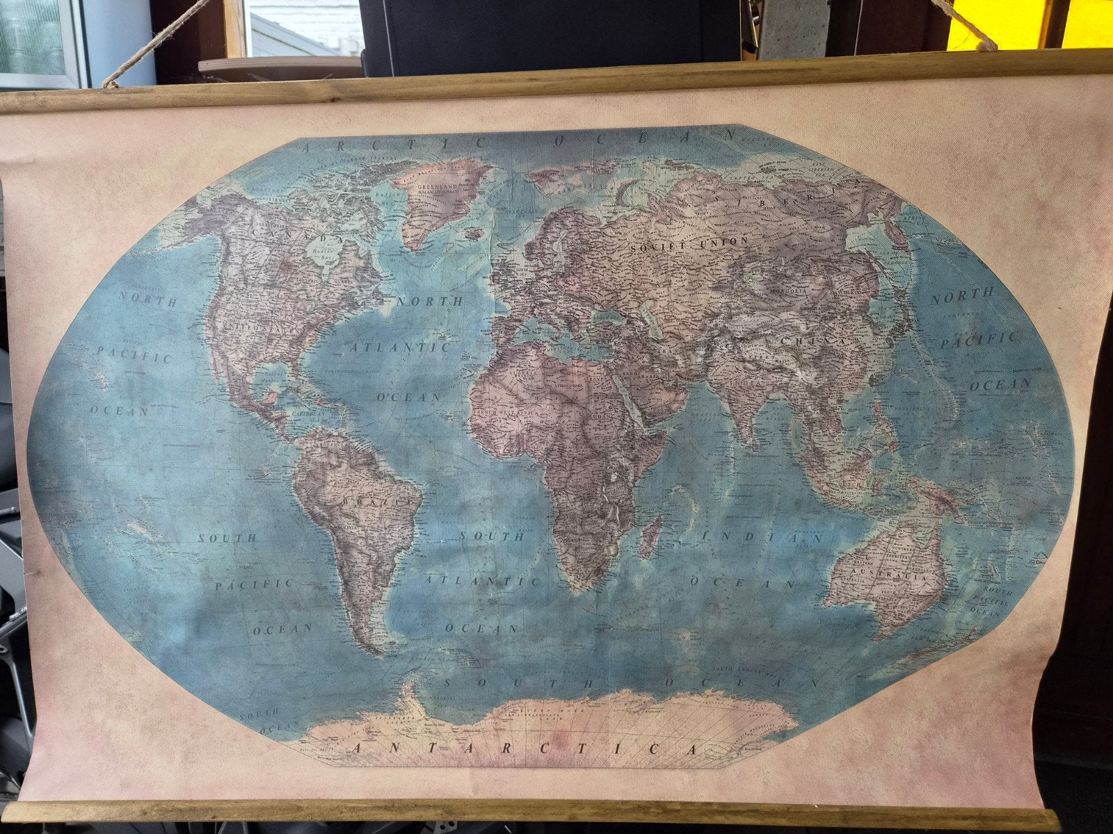 Vintage wereldkaart wanddecoratie, Onbekend, 2000 tot heden, Ophalen of Verzenden, Wereld