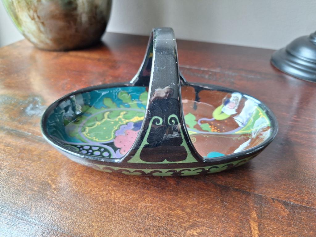 Prachtige Art Deco schaal met handvat - Uniek design, Ophalen of Verzenden