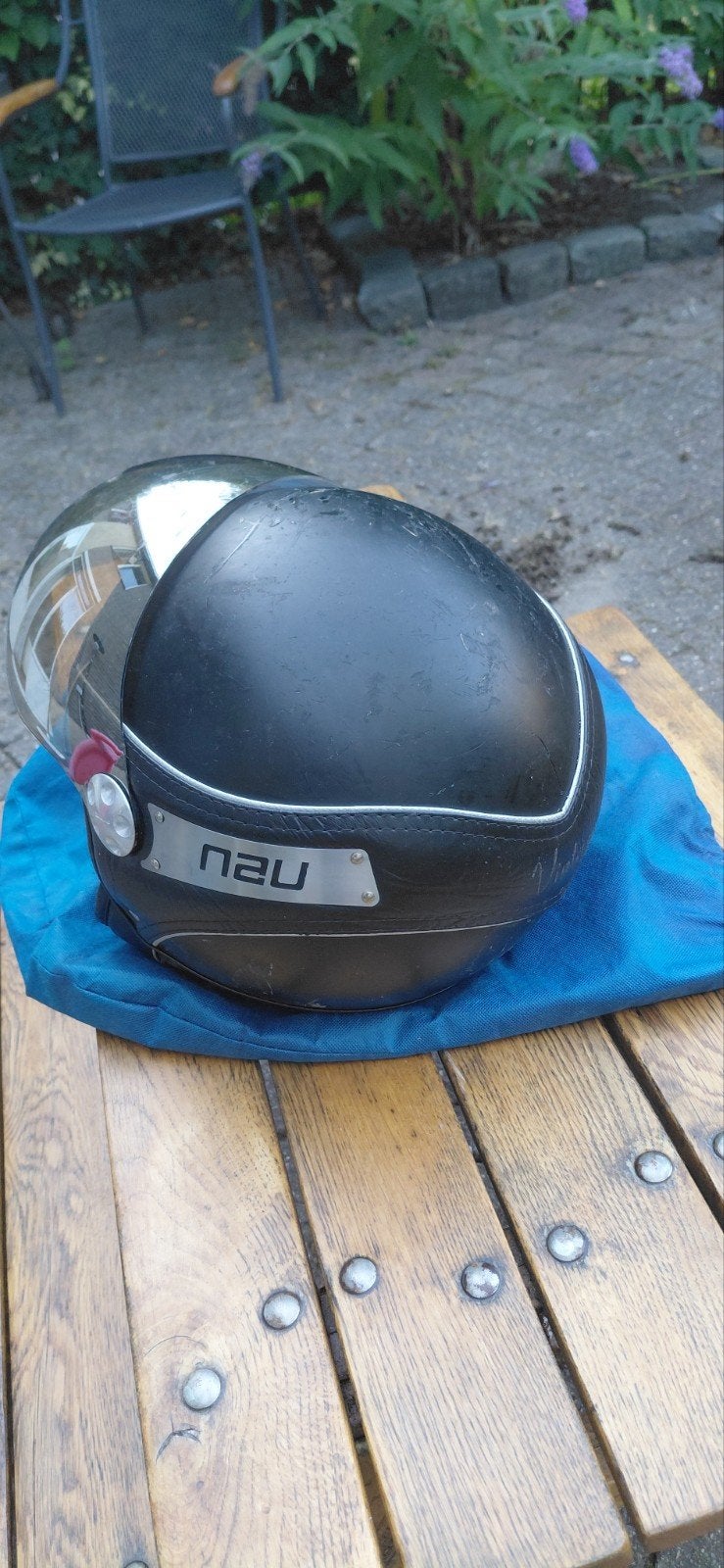 Helm  motor/bromfiets merk NAU, maat 57/58. kleur zwart., Ophalen, Gebruikt, Medium, NAU Helmets