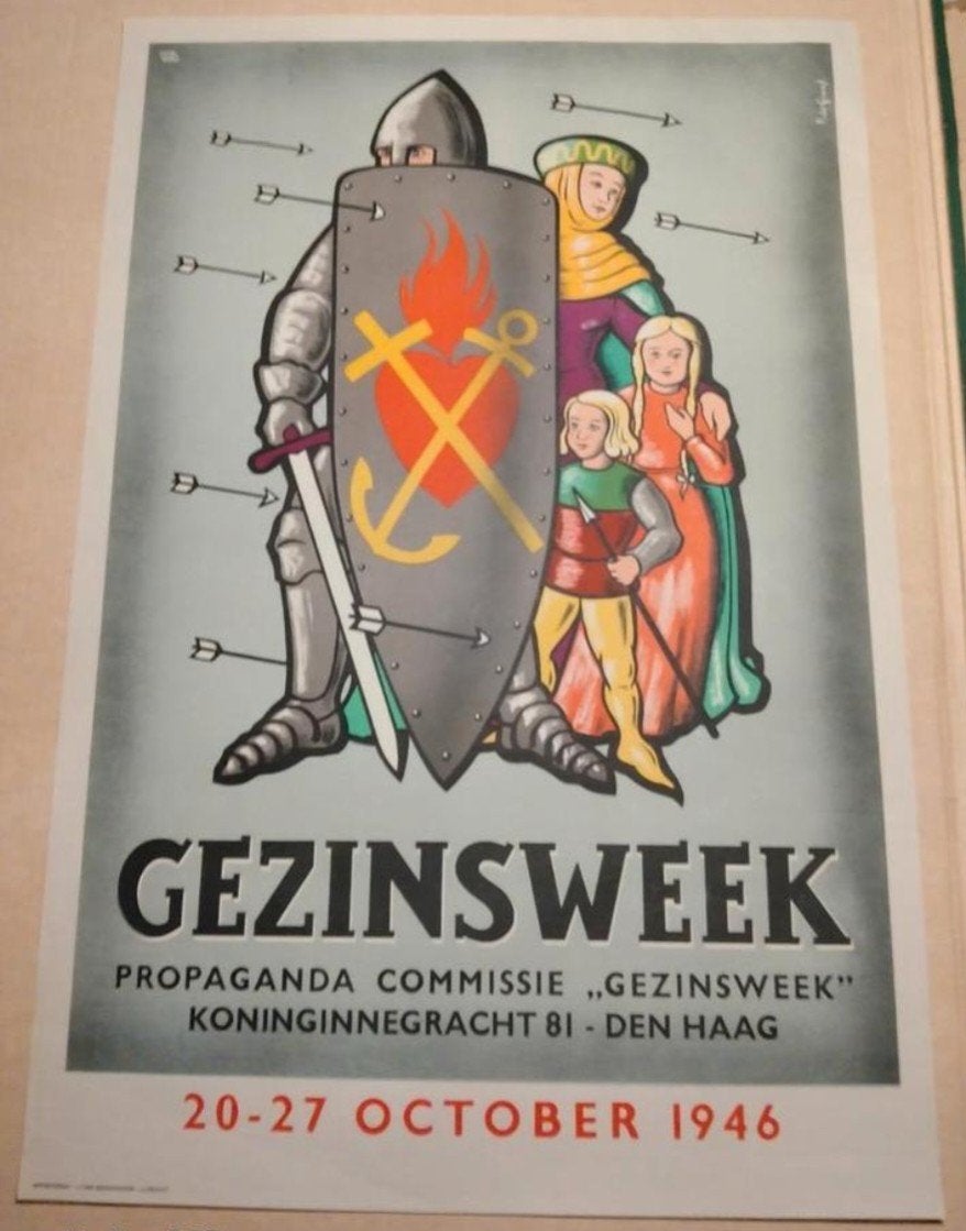 Originele Gezinsweek Propaganda Poster 1946, Ophalen of Verzenden, A1 t/m A3, Overige onderwerpen, Rechthoekig Staand