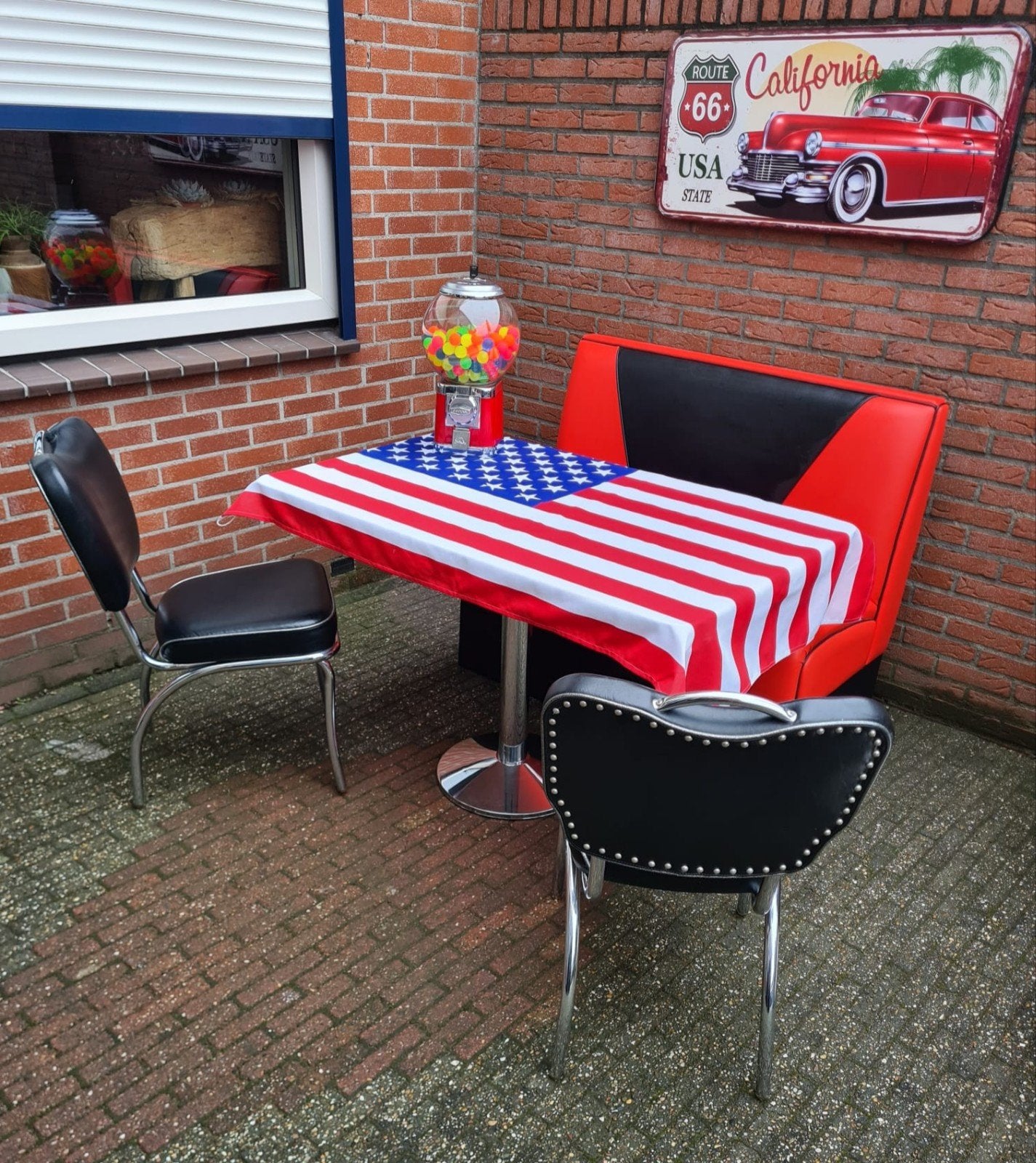 FIFTIES SIXTIES BEL AIR DINER STOELEN +  TAFEL EN DINERBANK, Huis en Inrichting, Ophalen, Overige kleuren, Overige materialen