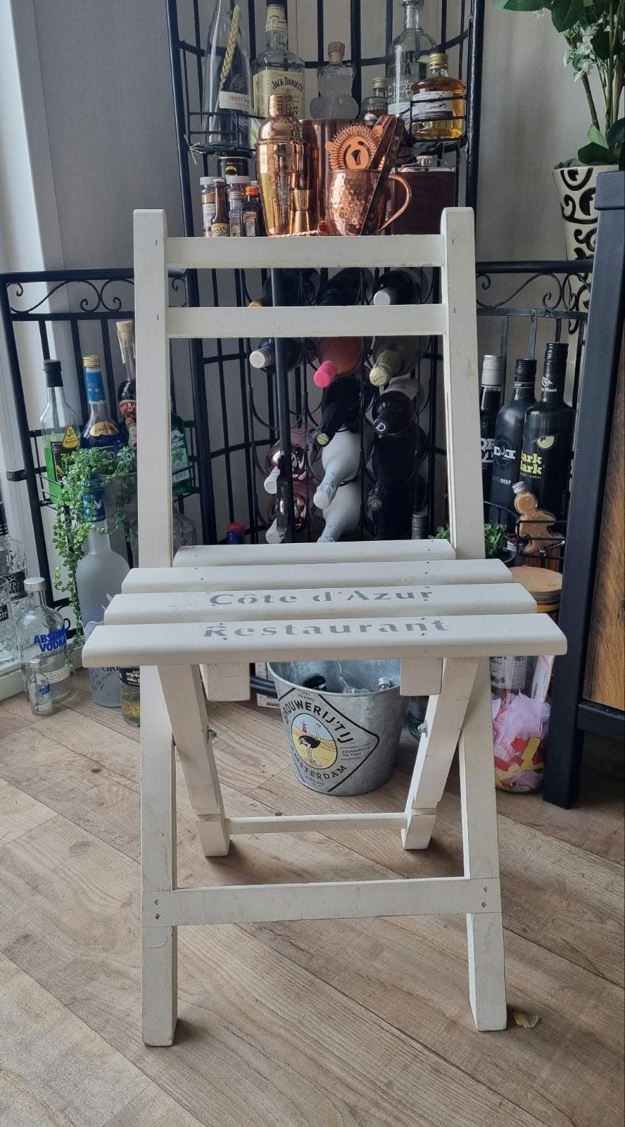 Set van 9 houten bistro klapstoelen, Huis en Inrichting, Bistro, Gebruikt, Overige kleuren, Ophalen of Verzenden