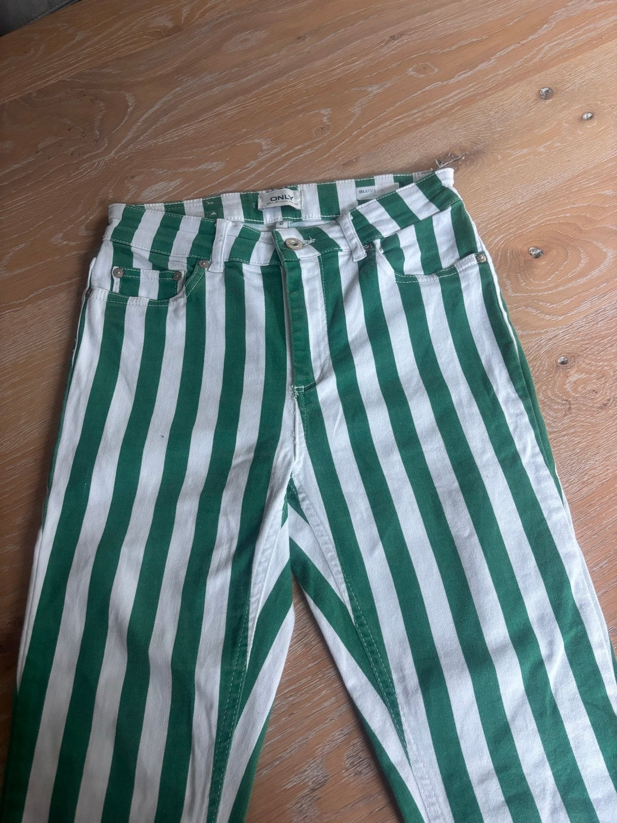 Only gestreepte jeans groen/wit maat S/M, Ophalen of Verzenden, Maat 36 (S), Lang, Gedragen