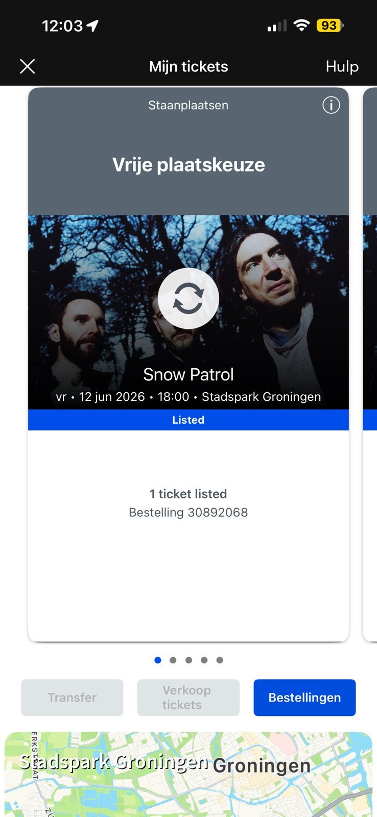 Snow patrol Groningen, Tickets en Kaartjes, Twee personen, Februari