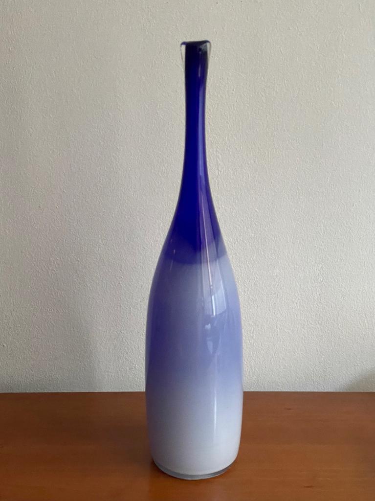 Floris Meydam: flesvaas met blauw verloop 44 cm Leerdam 1953, Ophalen of Verzenden