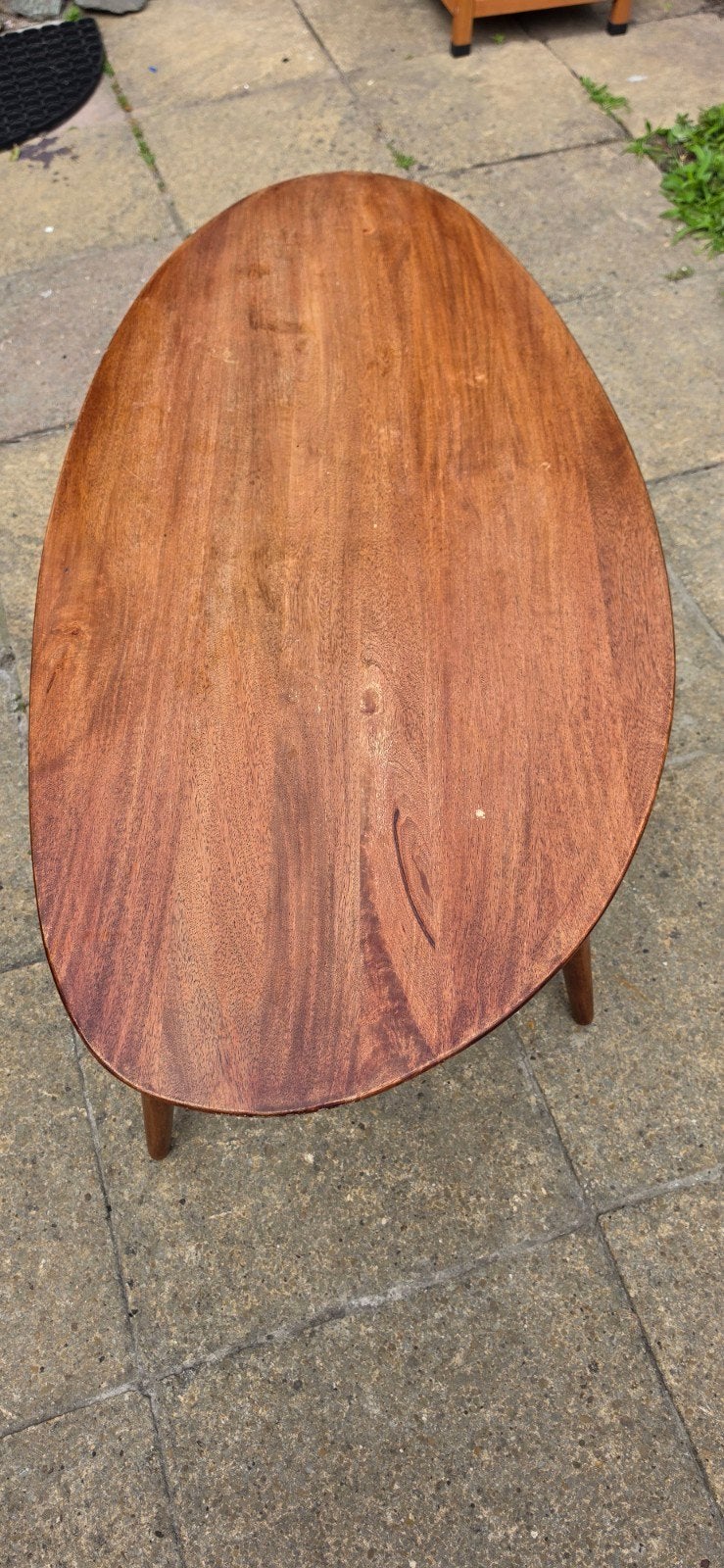 Vintage houten salontafel, organische vorm, Ophalen, 50 – 75, Gebruikt, 100 tot 150 cm