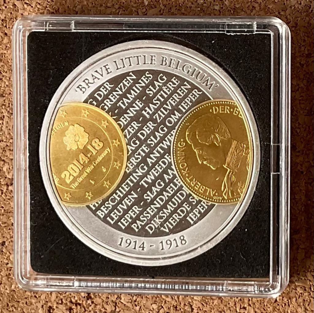 Penning - Brave little Belgium 1914 - 1918, Postzegels en Munten, Penningen en Medailles, Ophalen of Verzenden, Overige materialen
