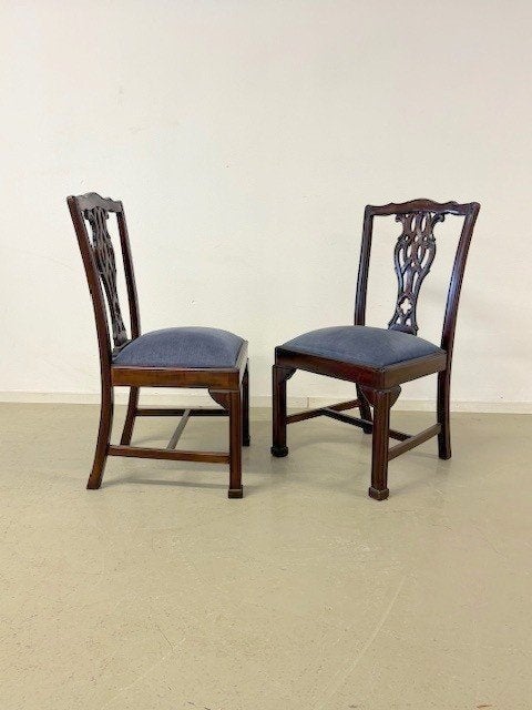 Mooie, klassieke eetkamerstoelen van Jeantique, Ophalen, Gebruikt, Twee, Blauw