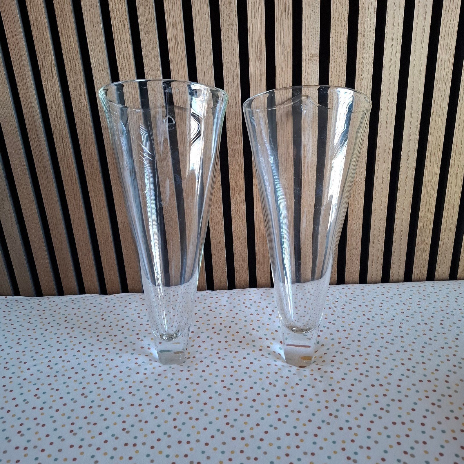 Set van 2 glazen muur vazen - planten pot Modern design, Handgemaakt, Ophalen of Verzenden, 40 cm, Glas