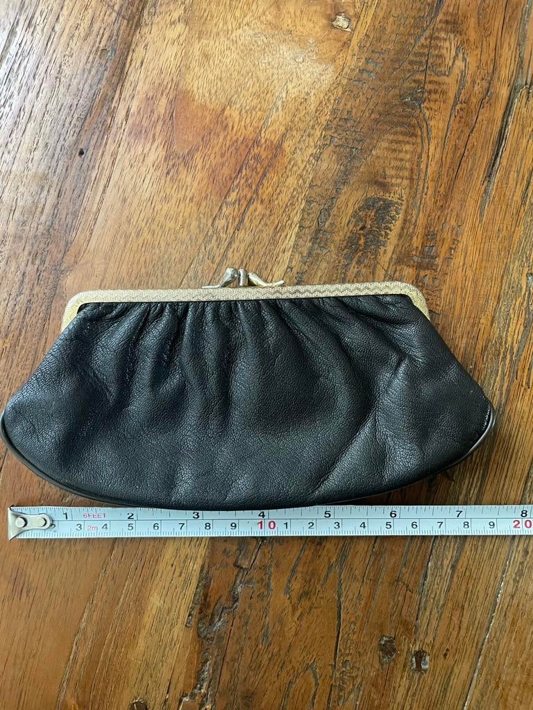 Lederen | Vintage portemonnee | knip | rits, Sieraden, Tassen en Uiterlijk, Portemonnees, Ophalen of Verzenden, Zo goed als nieuw