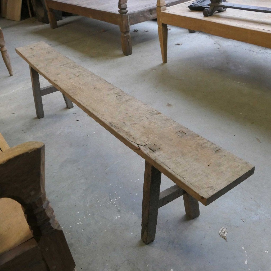 Dingklik DK2 oud hout antiek bank tafel teak landelijk tuin, Antiek en Kunst, Ophalen of Verzenden
