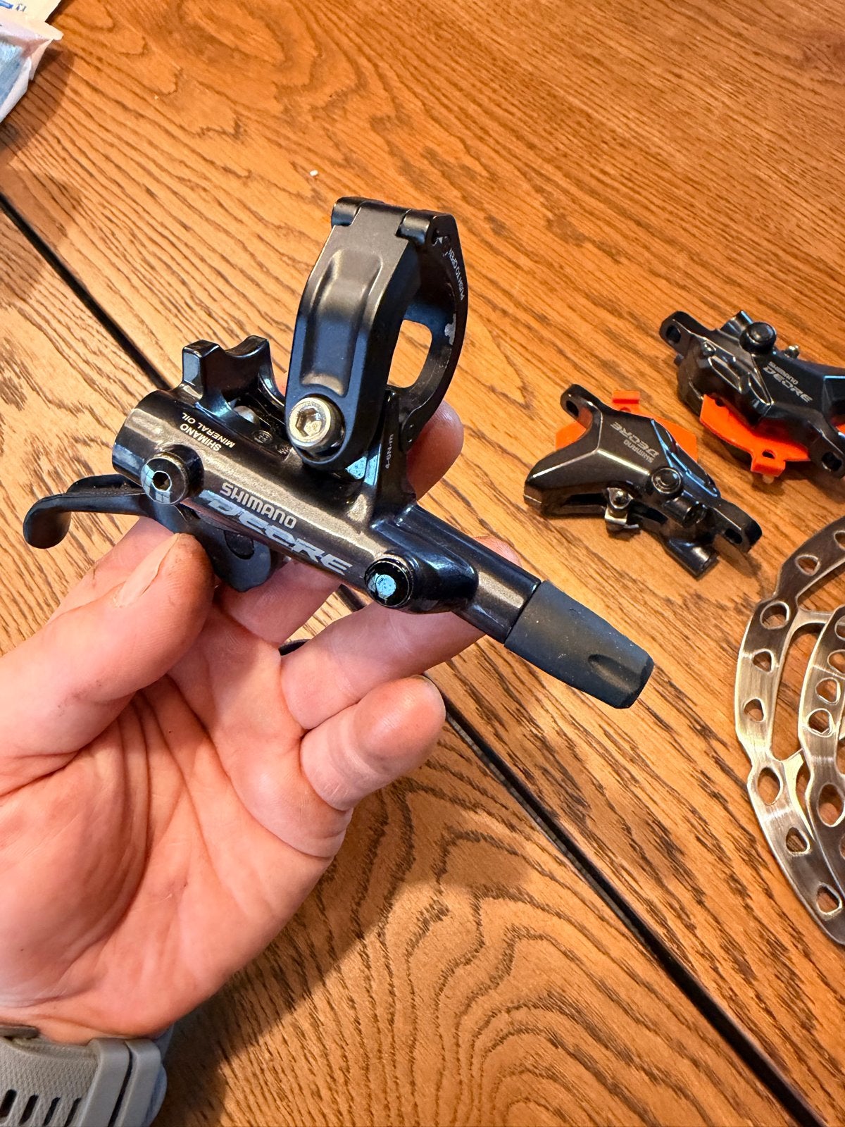 Shimano Deore schijfremset - Zo goed als nieuw, Remmen, Ophalen of Verzenden, Zo goed als nieuw, Aluminium