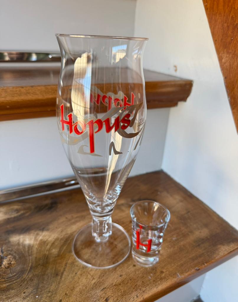 Hopus bierglas + gistglas, Verzamelen, Ophalen of Verzenden, Zo goed als nieuw, Glas of Glazen, Overige merken