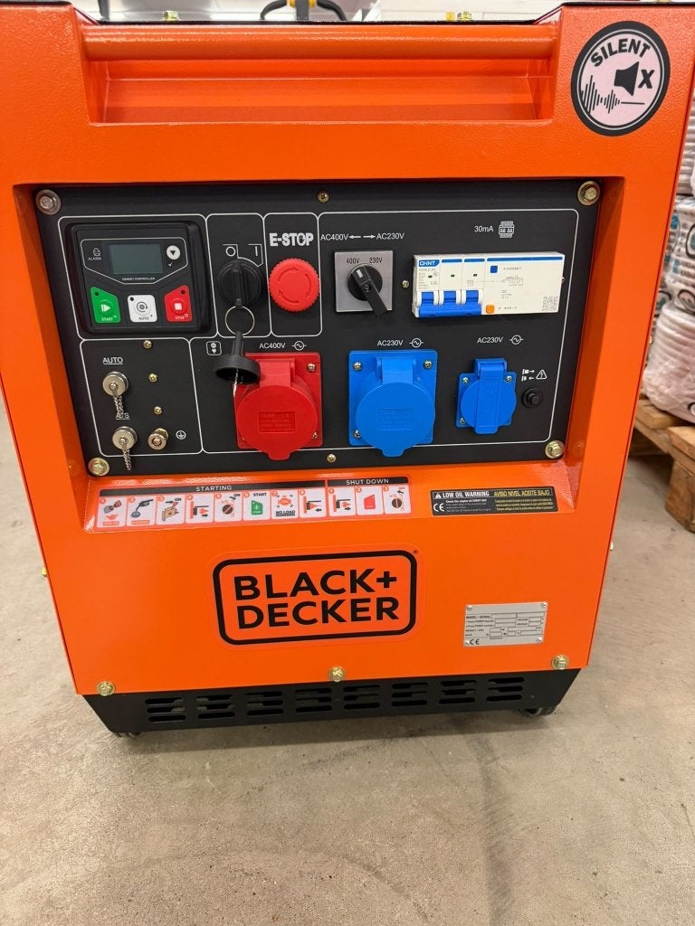 Black+Decker diesel generator 8 kVA | ATS | 230/400V, Ophalen, Elektrisch startend, Dieselolie, Nieuw