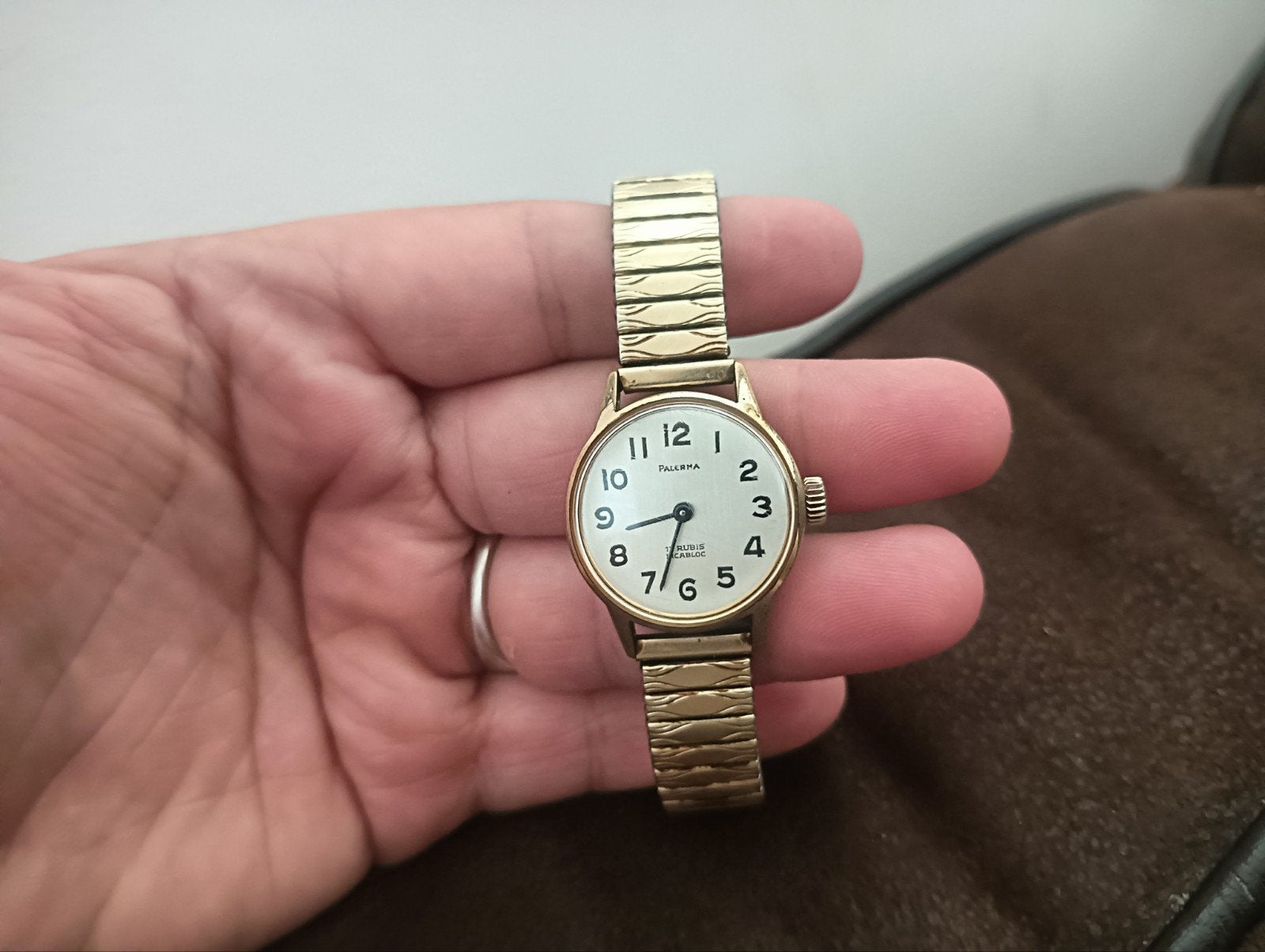 Vintage Verguld Polshorloge palerma Jaren '60-'70, Sieraden, Tassen en Uiterlijk, Overige merken, Overige materialen, Polshorloge
