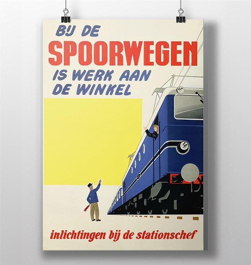 Spoorwegen Affiche Werk aan de Winkel Trein Poster ns, Verzamelen, Verzenden, Nieuw, Tram, Overige typen