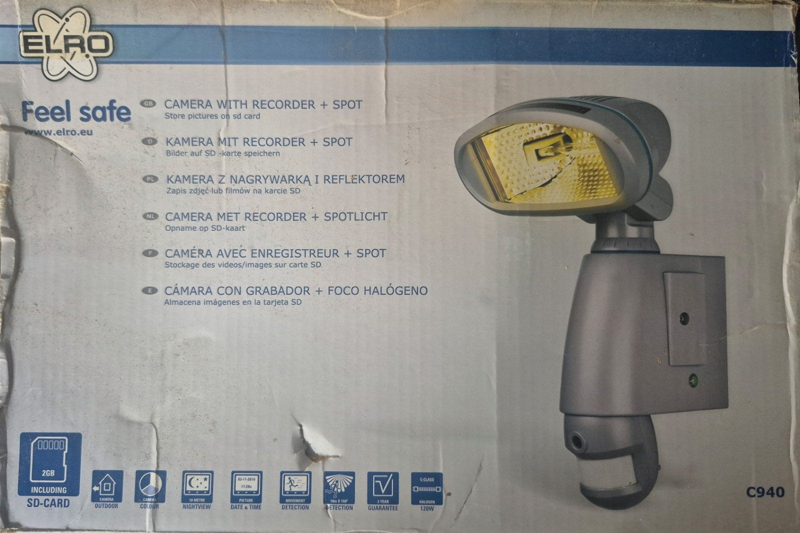 ELRO C940 Beveiligingscamera met Opname en Spot, Doe-het-zelf en Verbouw, Ophalen, Nieuw, Compleet systeem, Beweging