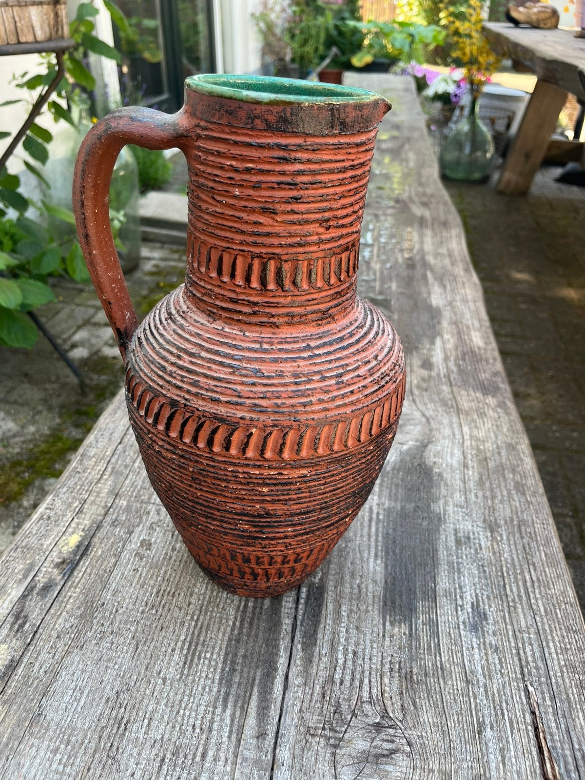 Vaas vintage retro midcentury jaren 60 bruin Duits germany, Ophalen of Verzenden, Huis en Inrichting