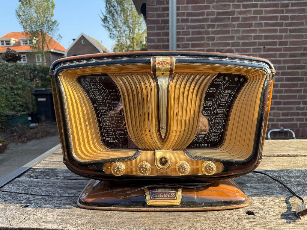 Unieke buizenradio SNR Excelsior 55 - Butterfly, Ophalen, Gebruikt, Radio