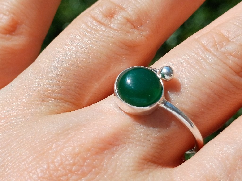 Vanoli 925 zilver ring groene agaat maat 18,5 verstelbaar, Sieraden, Tassen en Uiterlijk, Ringen, Daiva1973@hotmail.com, 18 tot 19