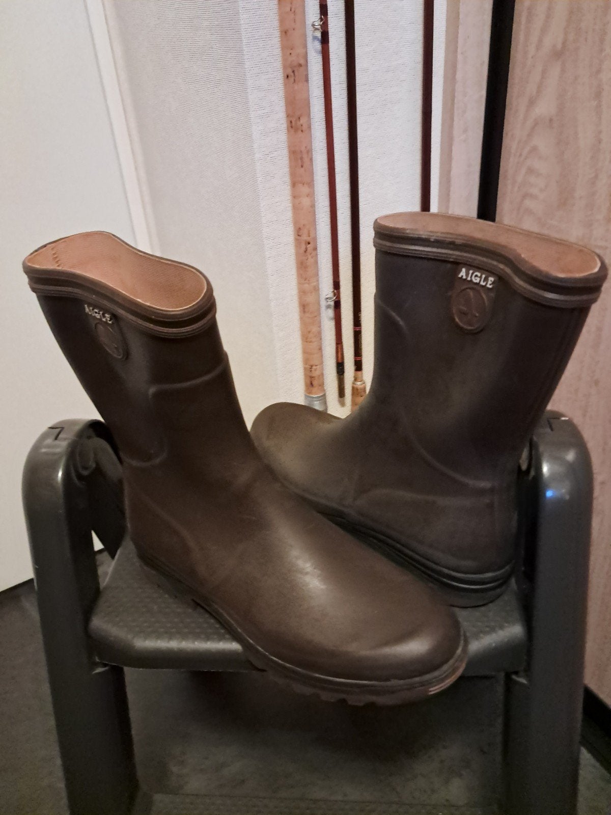 Aigle regenlaarzen - Maat 47 - Bruin/Groen, Ophalen of Verzenden, Zo goed als nieuw, Kleding