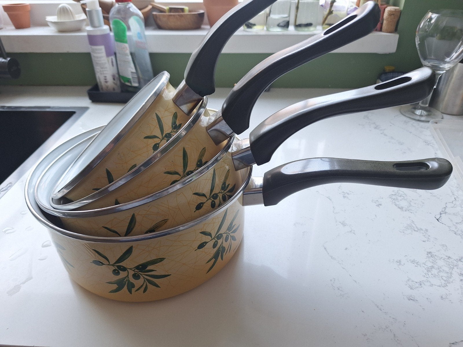 Set steelpannen, Huis en Inrichting, Keuken | Potten en Pannen, Ophalen, Gebruikt