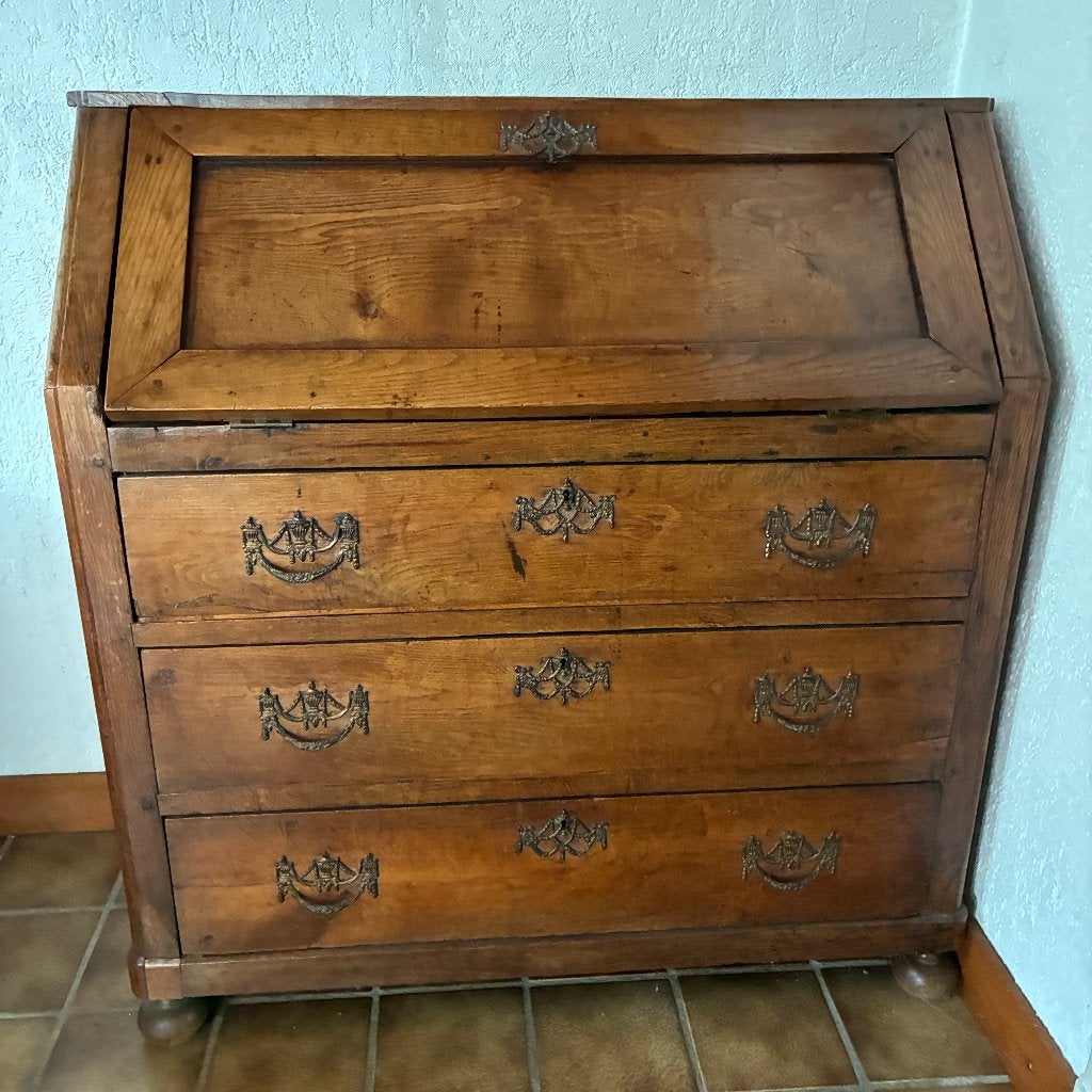 Antiek eiken secretaire bureaukast klepbureau, Ophalen