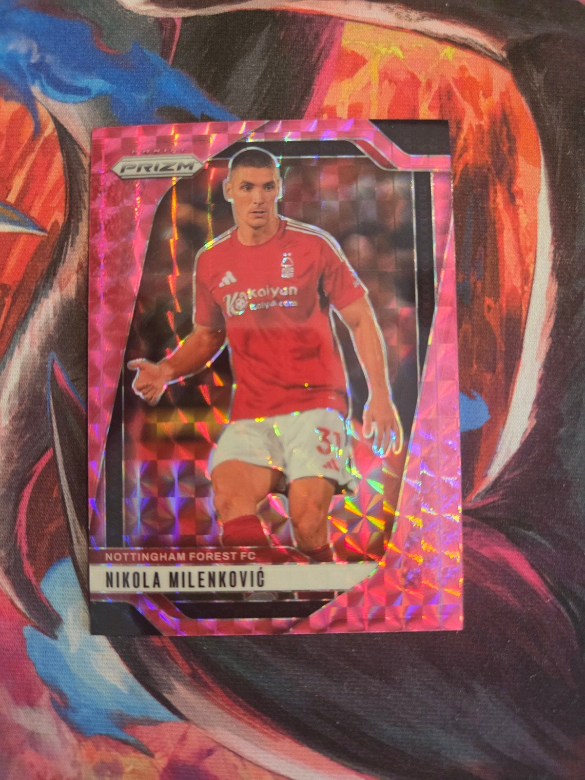 Panini Prizm Nikola Milenkovic Nottingham Forest FC, Ophalen of Verzenden, Zo goed als nieuw, Buitenlandse clubs, Spelerskaart